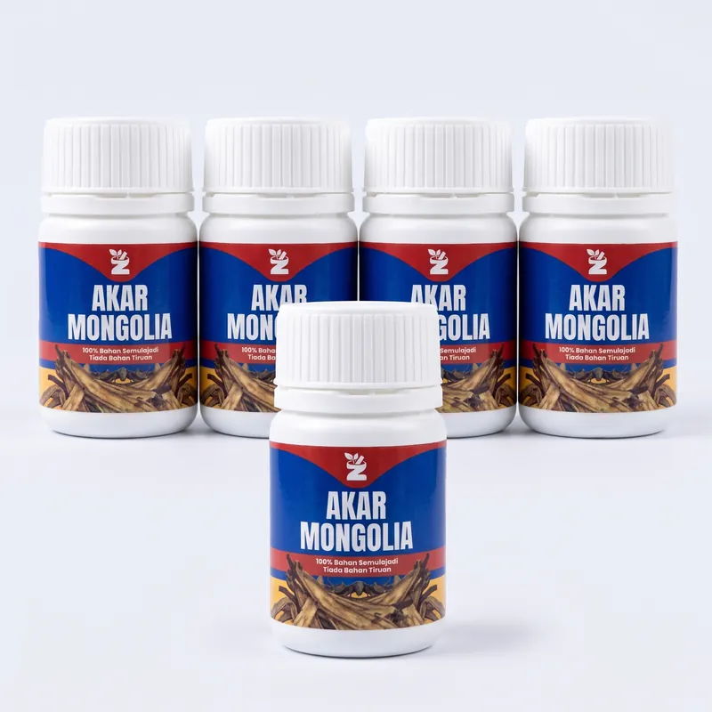 Lima botol Akar Mongolia, empat di belakang dan satu di depan